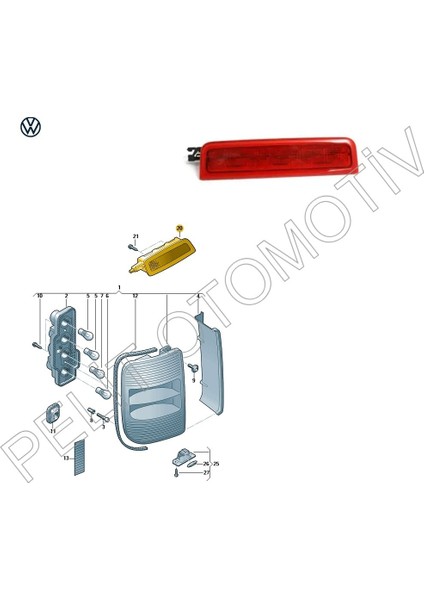 Caddy (2004-2015) Ilave Fren (Üçüncü Stop) Lambası 2K0945087G