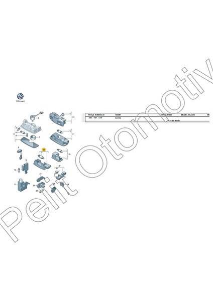 pelit oto Seat  Leon  Toledo  Altea  Alhambra Makyaj Okuma Lambası 3B0947109