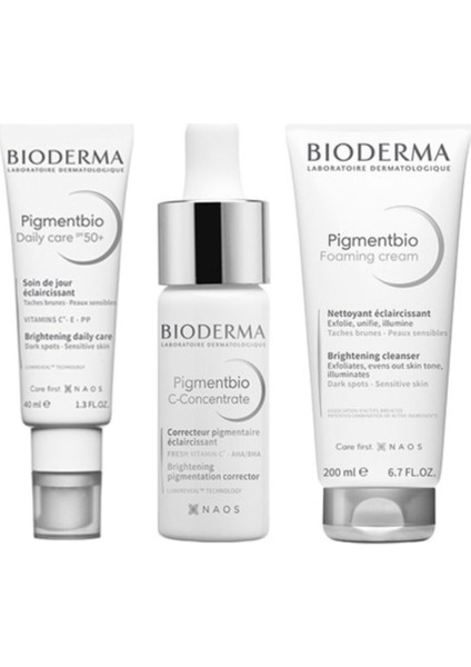 Pigmentbio Leke Serisi | Gündüz Kremi + Serum + Temizleme Jeli Orijinal Boy