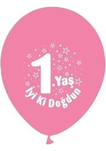 Nedı Balon 1 Yas Pembe Baskılı 16 Lı