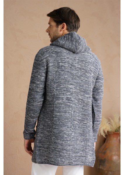 Erkek Gri Karışım Kapüşonlu Triko HIRKA-HRK7721R02S