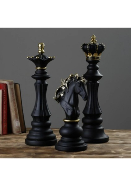 Dekoratif Biblo Satranç Taşları Harika Tasarım Büyük Boy 3 Lü Set 32CM