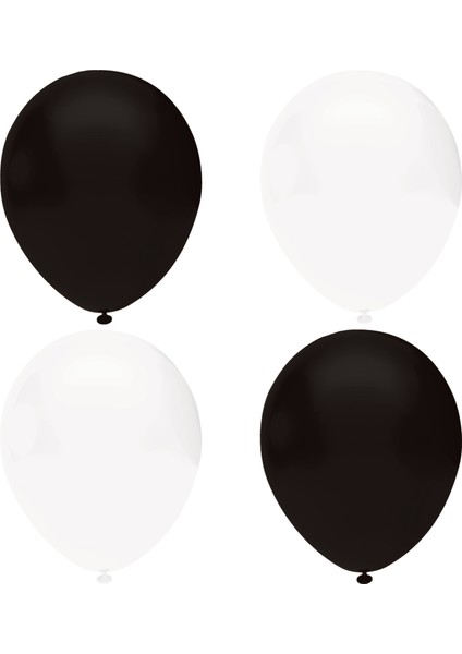 Siyah - Beyaz Pastel Lateks Balon Helyum Uyumlu-10 Adet