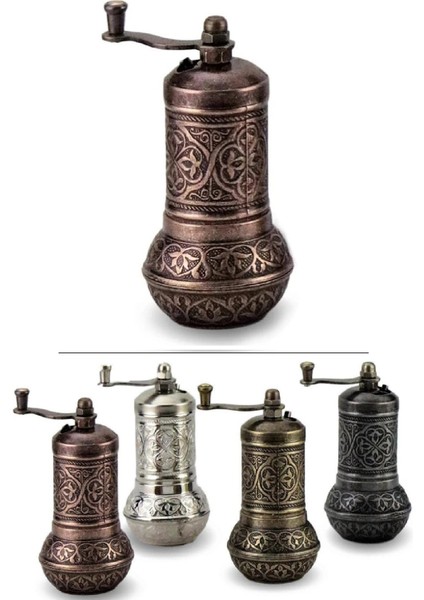 Otantik Osmanlı Motifli Baharat Öğütücü Değirmen Bakır Renk