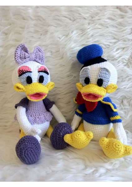 Bay ve Bayan Ördek Takımı Amigurumi Organik Oyuncak