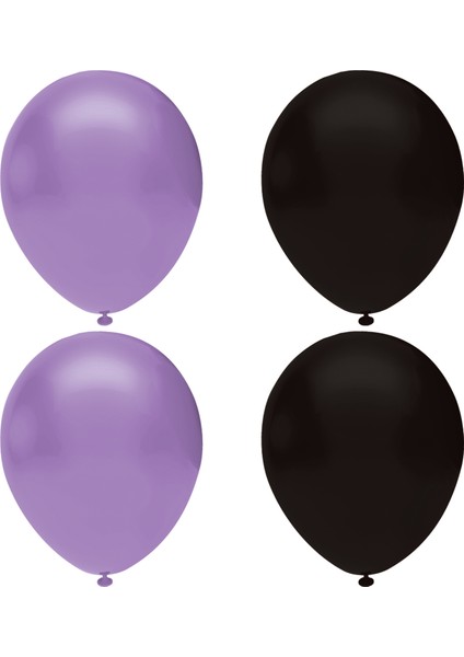 Siyah -Lila Pastel Lateks Balon -50 Adet Balon Zinciri ve Pompası Hediye
