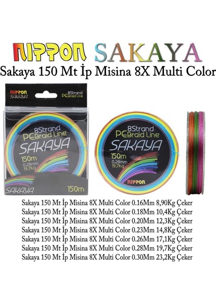 Sakaya 8x 150MT 0,18MM Multi̇ Color Ip Mi̇si̇na