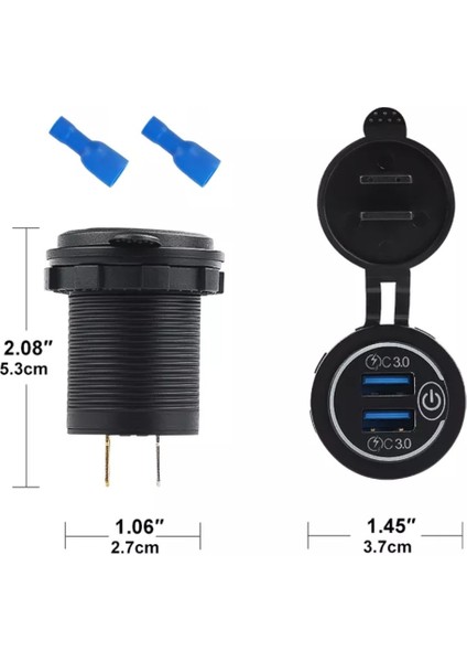 12-24VOLT Araç/tekne/motosiklet (Quick) Hızlı Şarj Anahtarlı