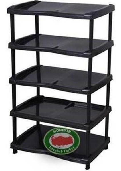 10 Çift Ayakkablık Stand 5 Katlı Siyah Renk Portatif