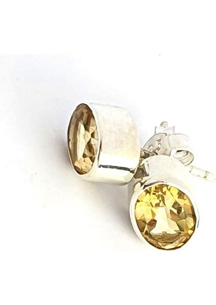 Sitrin Taşlı 925 Ayar Gümüş Oval Küpe fiyatları