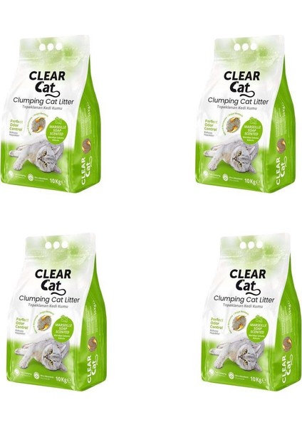 Clearcat Sabunlu Topaklanan Bentonit Kedi Kumu Ince 10 kg x 4 Adet