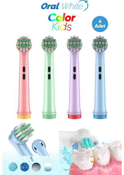 Color Kids Çocuklara Özel Hassas Oral-B Uyumlu 4 Adet Yedek Başlık