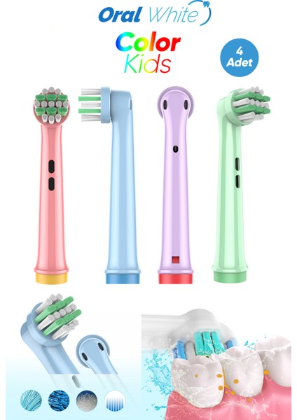 Color Kids Çocuklara Özel Hassas Oral-B Uyumlu 4 Adet Yedek Başlık