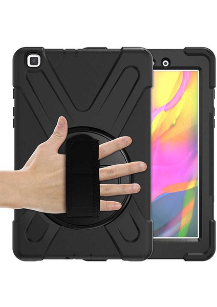 Samsung Galaxy Tab A8 2019 T290 Uyumlu Kılıf Defender Tablet Tank Koruma Standlı Df1 Siyah