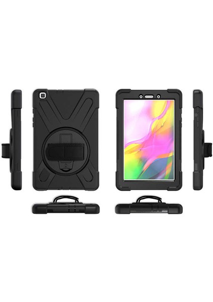 Samsung Galaxy Tab A8 2019 T290 Uyumlu Kılıf Defender Tablet Tank Koruma Standlı Df1 Siyah