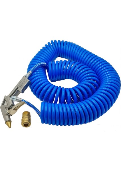 Kompresör Spiral Hava Hortumu 7,5 mt Asturo Hava Hortum Tabancası Kısa 1/2 Hava Jakı 3'lü Set