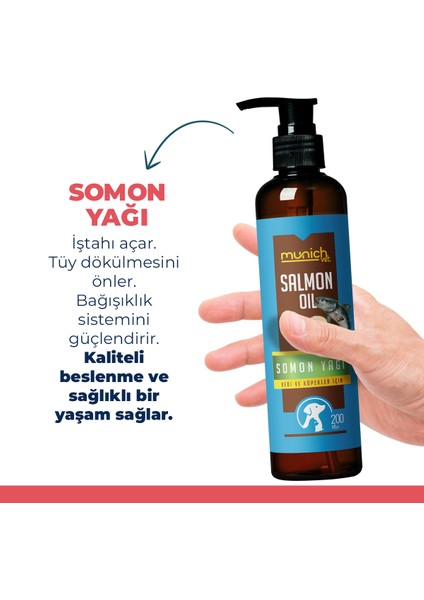 Somon Yağı 200ML Kedi ve Köpekler Için Omega 3 ve 6 Içerikli