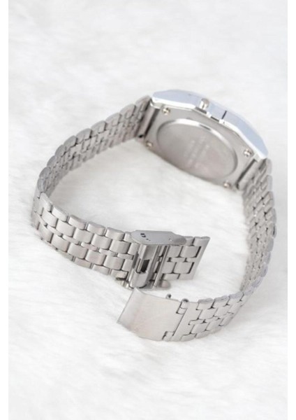 Bayan Saat 1987 Retro Dijital Silver Renk Metal Kordonlu