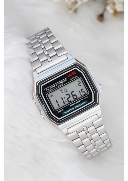 Bayan Saat 1987 Retro Dijital Silver Renk Metal Kordonlu modelleri