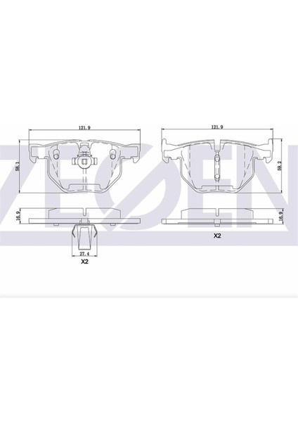 Fren Balata Arka Bmw 5 Serısı (E60) 525 I 17.00MM 2003-2010-34216763044-34216791938-34216775678-34216769105