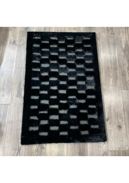 Siyah Renk Parçalı Peluş Halı 120 x 180 Cm fiyatları