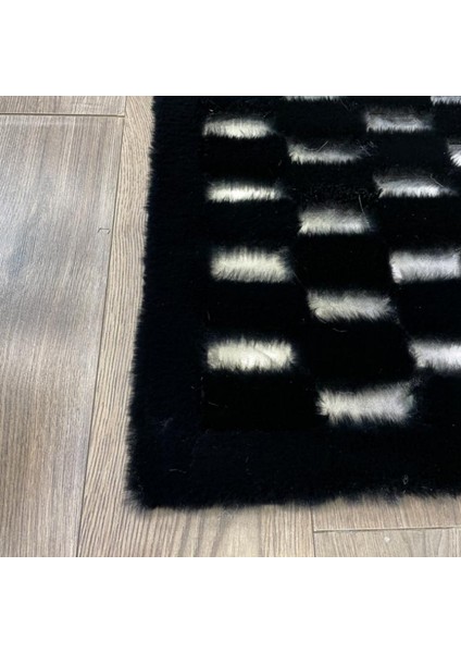 Siyah Renk Parçalı Peluş Halı 120 x 180 Cm modelleri