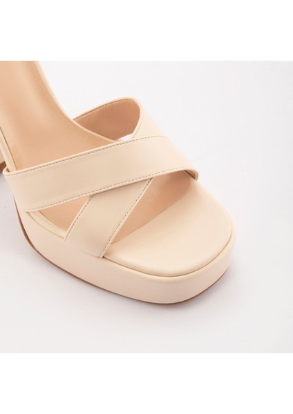 Cuenca-Tr Sandalet Yüksek Topuklu Sandalet;abiye Sandalet - Ekru indirimleri