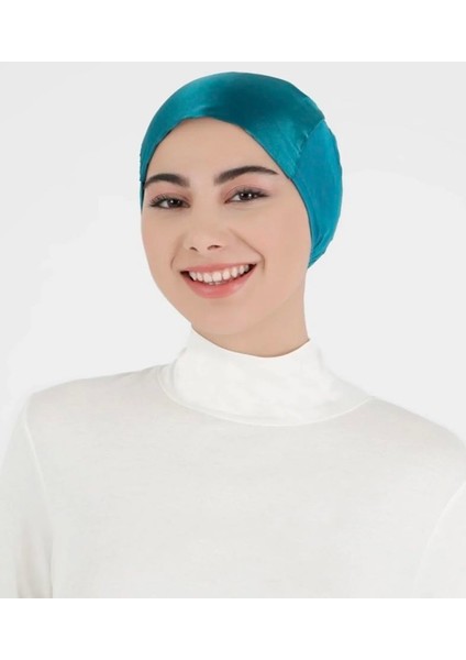 Dikişsiz Saten Tesettür Bone Bağcıklı Likralı