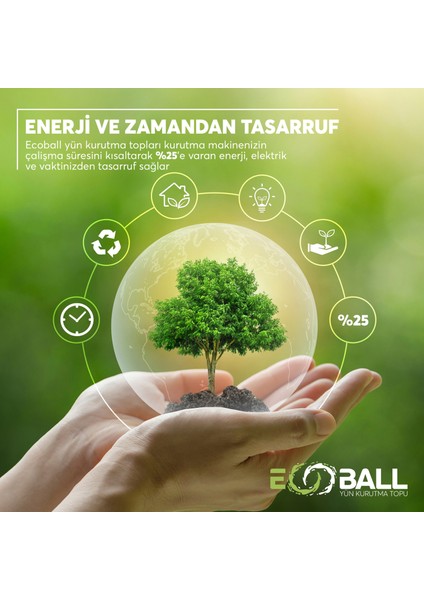 Ecoball Yün Kurutma Topları Çamaşır Kurutma Makinesi Kurutma Topu Doğal Yumuşatıcı (5 Adet)