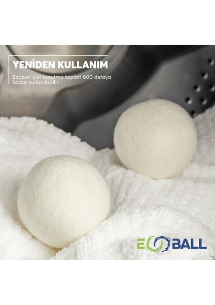 Ecoball Yün Kurutma Topları Çamaşır Kurutma Makinesi Kurutma Topu Doğal Yumuşatıcı (5 Adet)