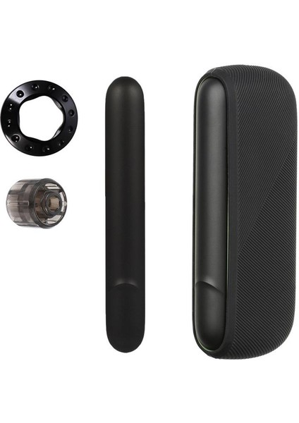 Iqos Iluma Koruma Kılıfı Aksesuarları Için Zihinsel Halka ile Kapı Kapağı ile Renkli Silikon Kılıf Siyah