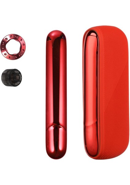 Iqos Iluma Koruma Kılıfı Aksesuarları Için Zihinsel Halka ile Kapı Kapağı ile Renkli Silikon Kılıf Kırmızı