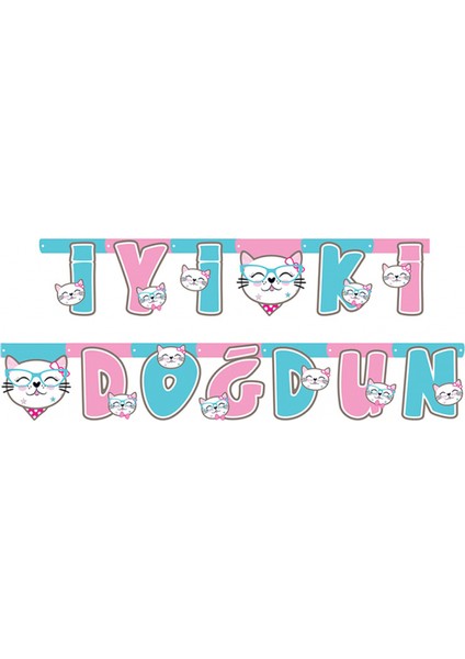 Sevimli Kedi Temalı Uzar Yazı Banner