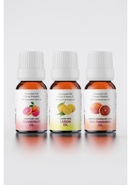 En Sevilen Aromaterapi Uçucu Yağları Paketi ( Limon Greyfurt Kırmızı Mandalina 10 ML )