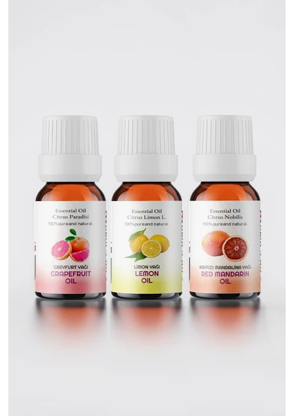 En Sevilen Aromaterapi Uçucu Yağları Paketi ( Limon Greyfurt Kırmızı Mandalina 10 ML )