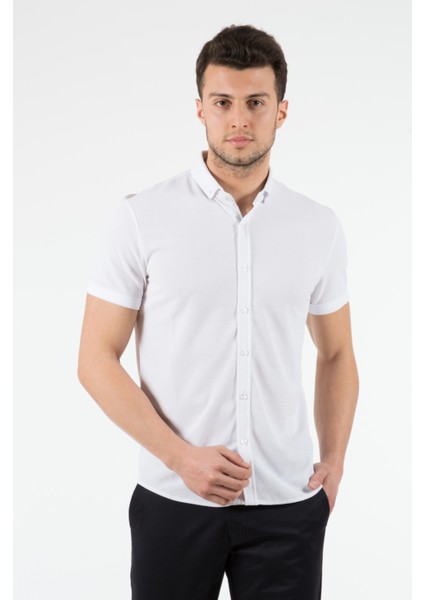 Erkek Slim Fit Gömlek 12301 Beyaz