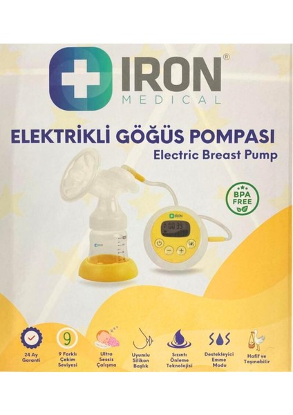 Iron - Göğüs Süt Pompası Elektrikli Kapaklı