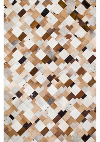 Çok Renkli Dana Derisi Patchwork Halı 160 x 230 Cm