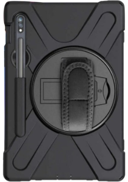 Case Street Samsung Galaxy Tab S7 Plus T970 Kılıf Defender Tablet Tank Koruma Standlı Df3 Siyah