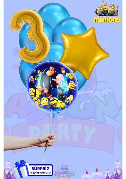 Minions Temalı Lüx Gold Folyo Balon Seti