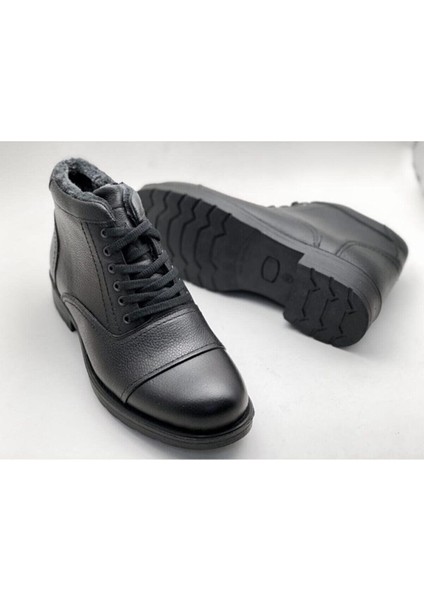 Erkek Deri Kürklü Fermuarlı Kışlık Bot