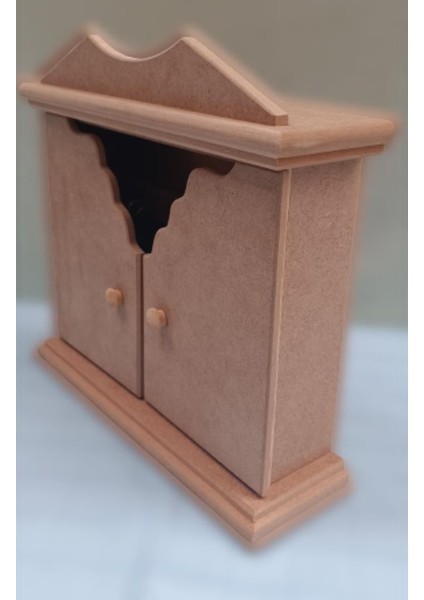 Hobi Dekoratif Anahtarlık Kutusu Yarım Kapak Model Ahşap Mdf Ham El Yapımı