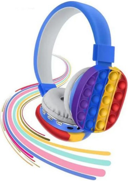 Gökkuşağı Eğlenceli Bluetooth Stereo Kulak Üstü Kulaklık V6 Mix