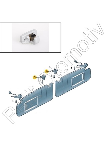 Pelit Otomotiv Toledo (2002-2009) Güneşlik Tutucu Klipsi Gri 3B0857561B