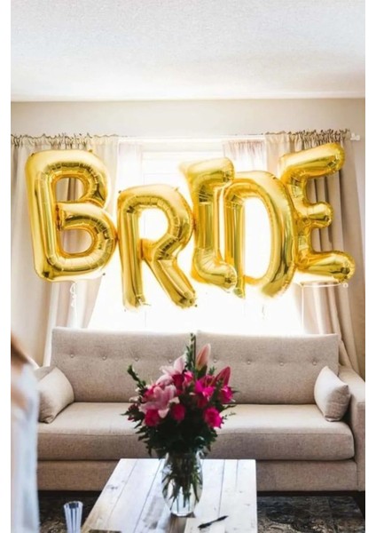 Gold Renkli Bride 100 cm 40 Inç Mega Boy Folyo Balon Seti