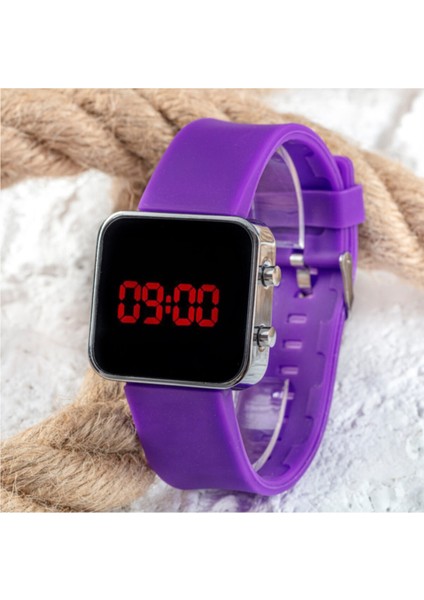 Kadın Mor Watch LED Mini Purple Kol Saati LED ST-303500