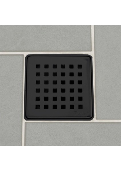 Sukar 10X10 cm Siyah Rengi Çelik Çerçeveli Kare Izgaralı Yandan Ø50 Çıkış Süzgeç 1041-1285022-31