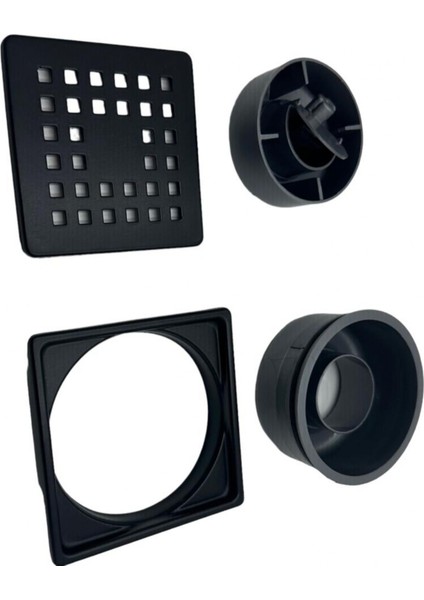 Sukar 10X10 cm Siyah Rengi Çelik Çerçeveli Kare Izgaralı Yandan Ø50 Çıkış Süzgeç 1041-1285022-31 modelleri