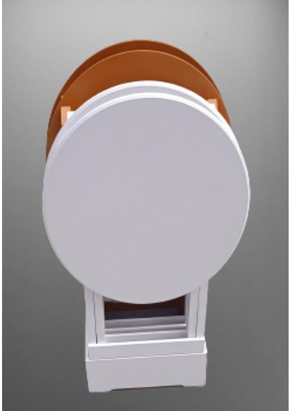 Çanta Zigon Sehpa Oval Model Dörtlü Ahşap Mdf Beyaz ve Hardal Renk Uyumu El Yapımı modelleri