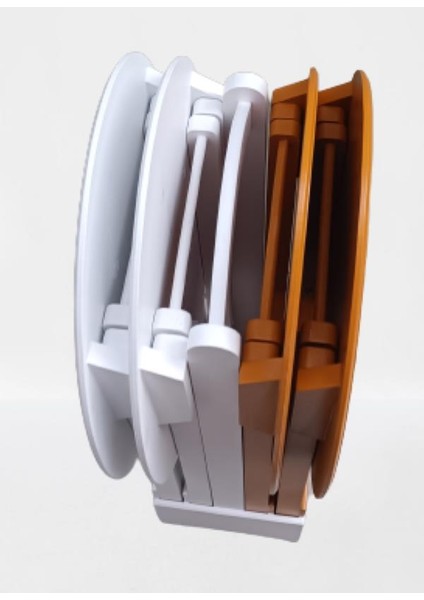 Çanta Zigon Sehpa Oval Model Dörtlü Ahşap Mdf Beyaz ve Hardal Renk Uyumu El Yapımı fırsatları